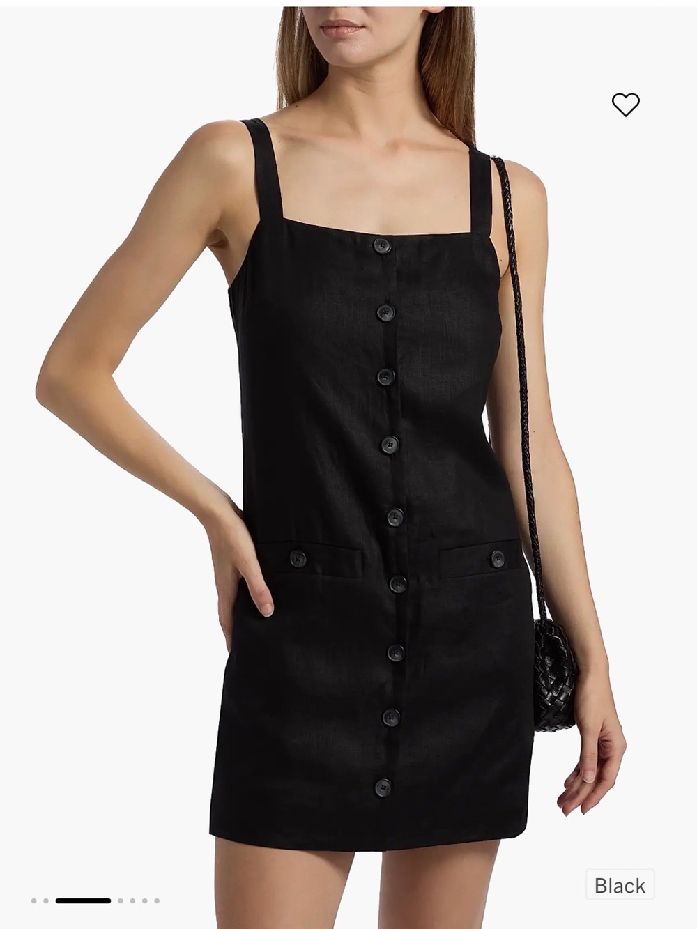 Veronica Beard Button-Front Black Linen Mini Dress